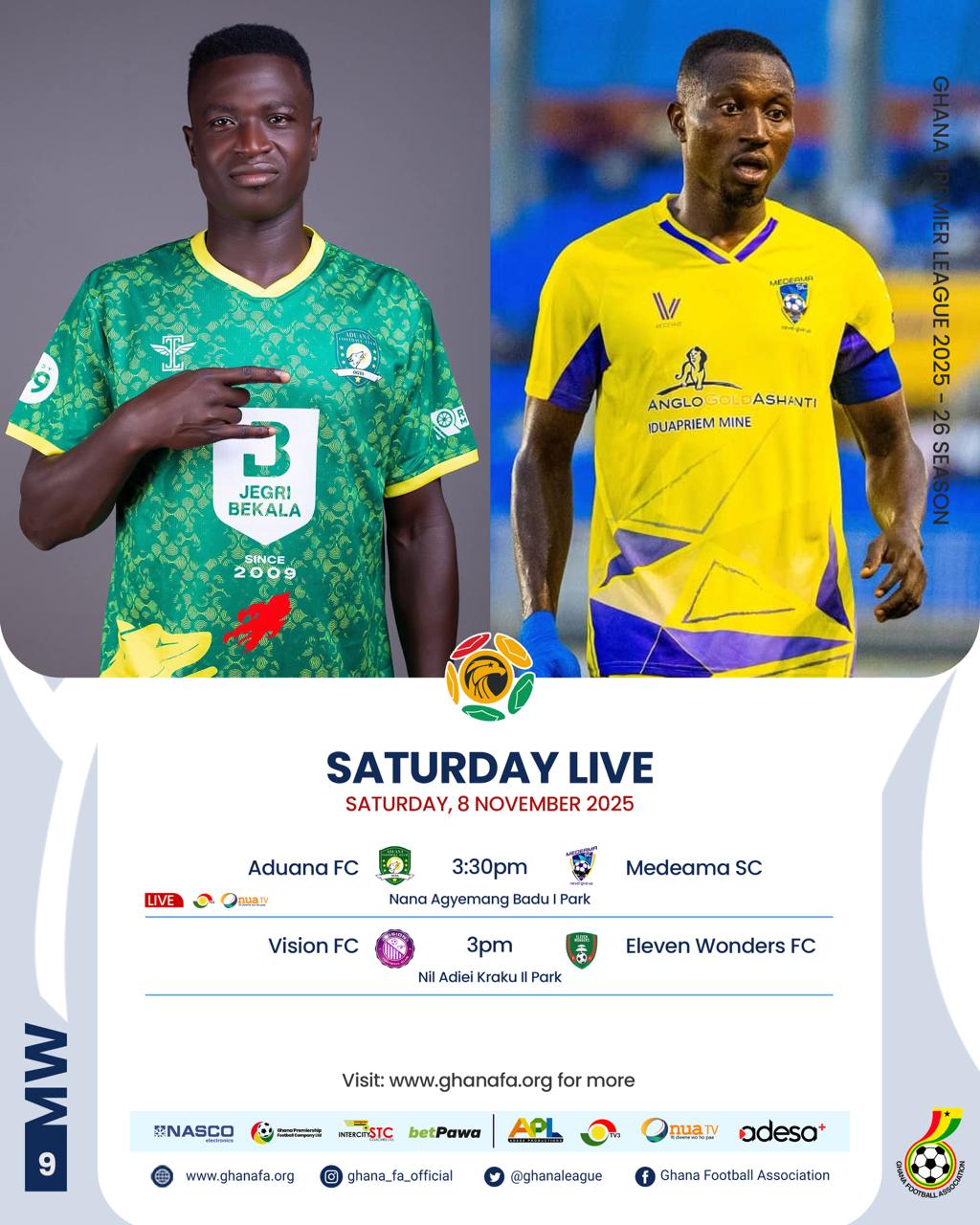 Premier League: Aduana FC host Medeama SC in top-of-the-table showdown on Saturday
