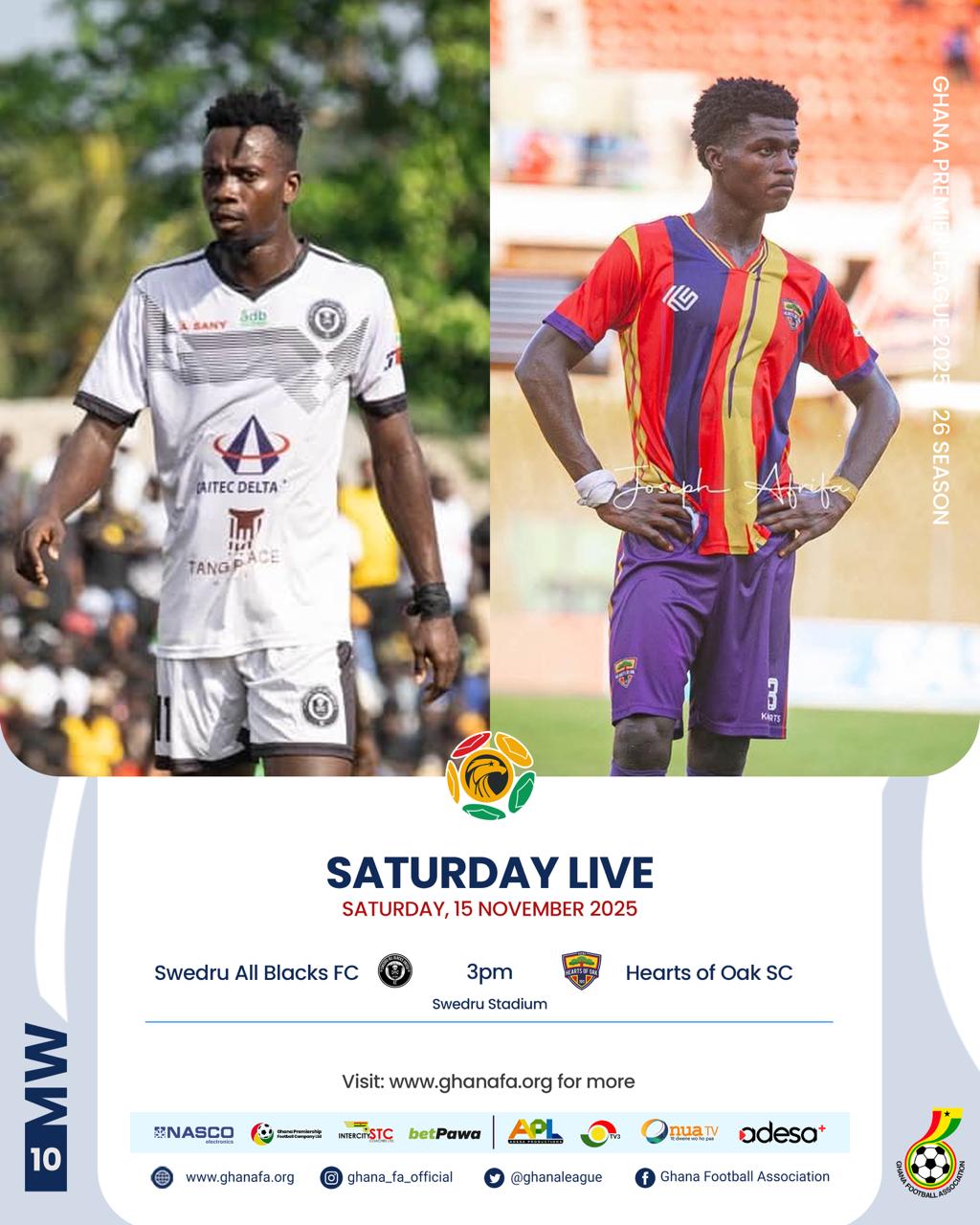 Premier League: Swedru All Blacks target revival against Hearts of Oak on Saturday 