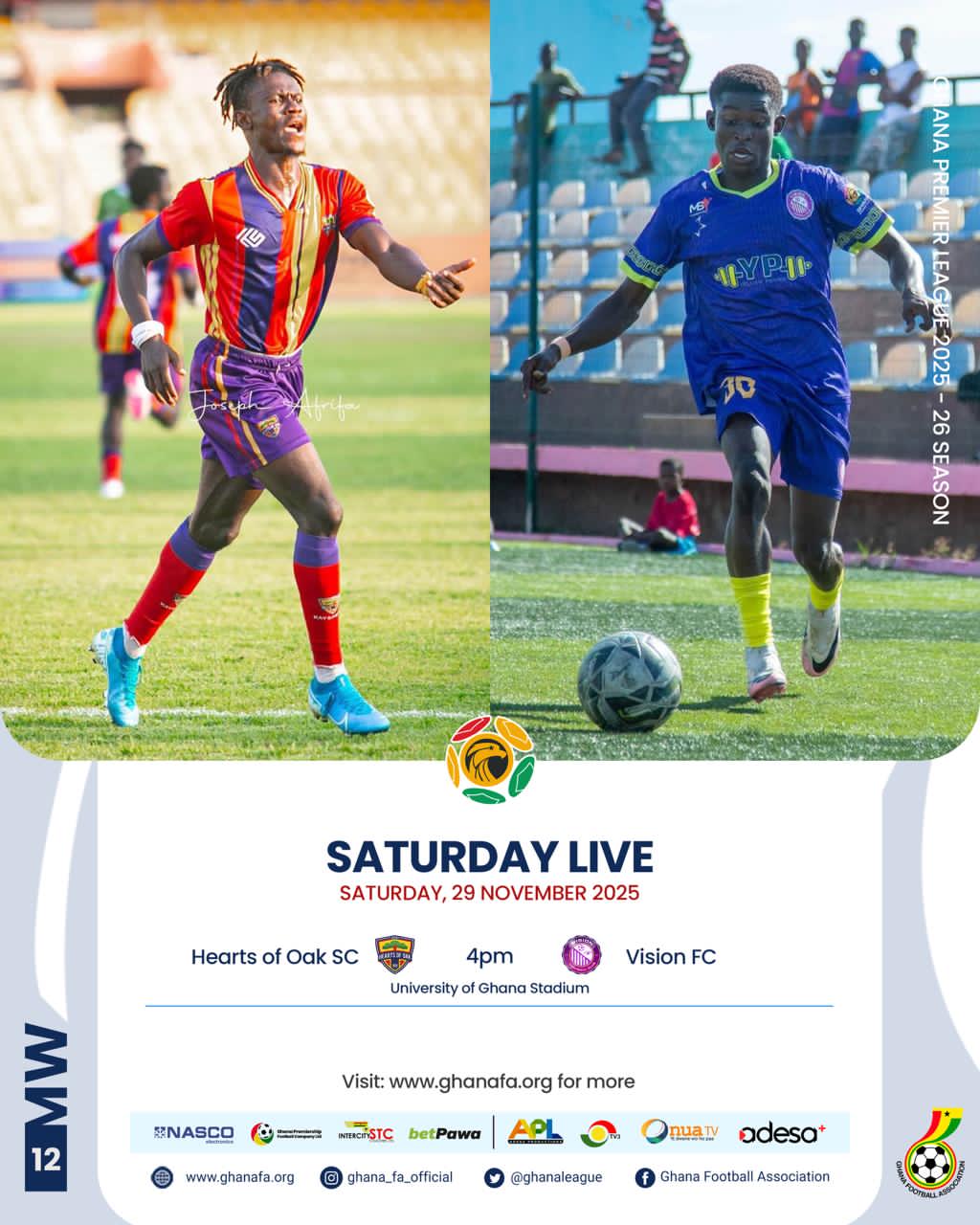 Premier League: Hearts of Oak seek home revival against Vision FC on Saturday