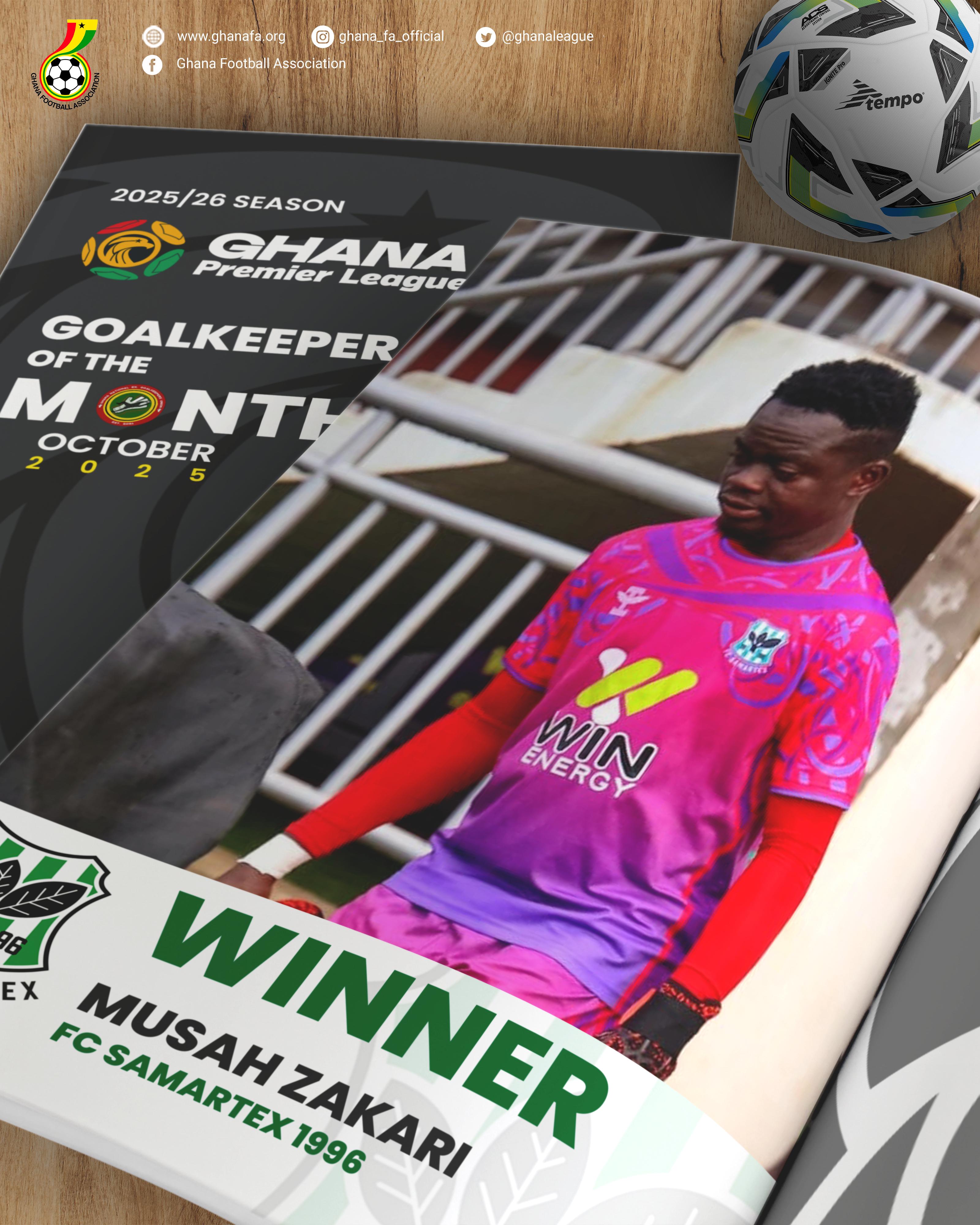 Zakari Musah of FC Samartex adjudged October Goalkeeper of the month