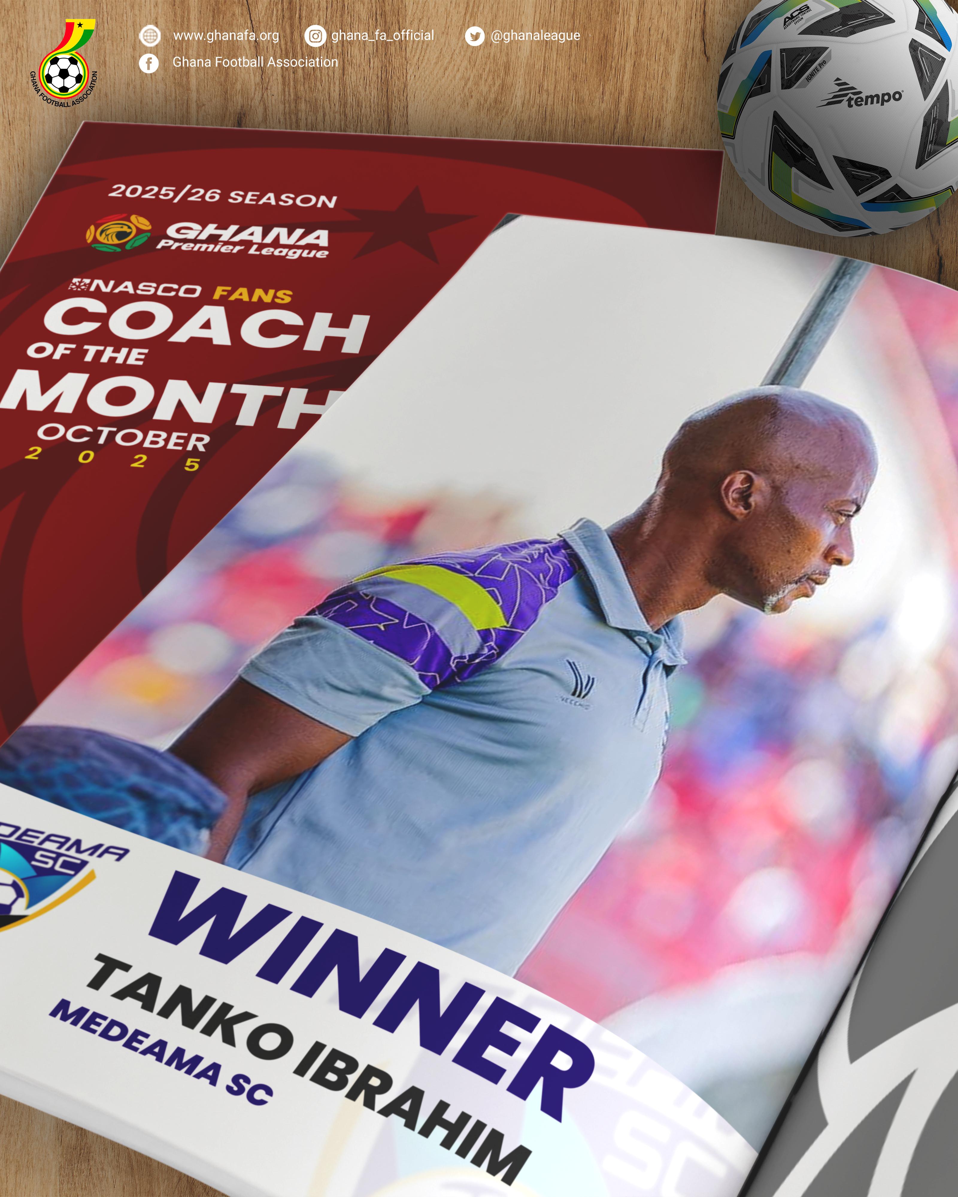 Tanko Ibrahim wins NASCO Fans’ coach of the month award for October