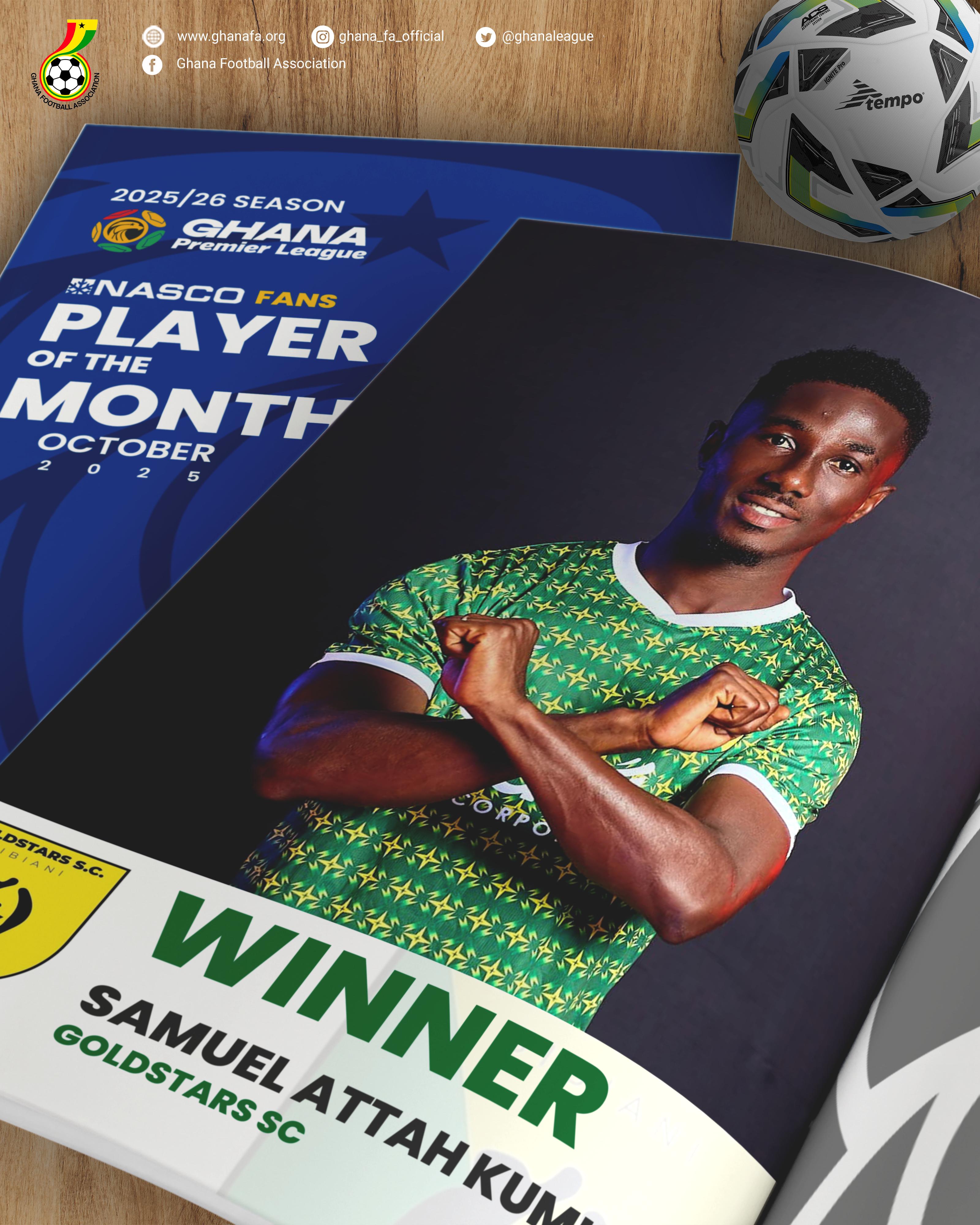 Bibiani GoldStars forward Attah Kumi wins NASCO Fans’ player of the month award