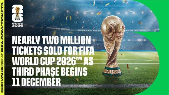 Nearly two million tickets sold for FIFA World Cup 2026™ as third phase begins 11 December