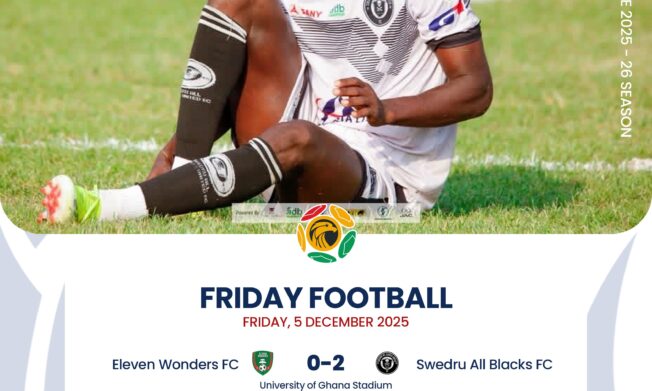 Premier League: Rudolf Mensah brace fires Swedru All Blacks to second straight away win