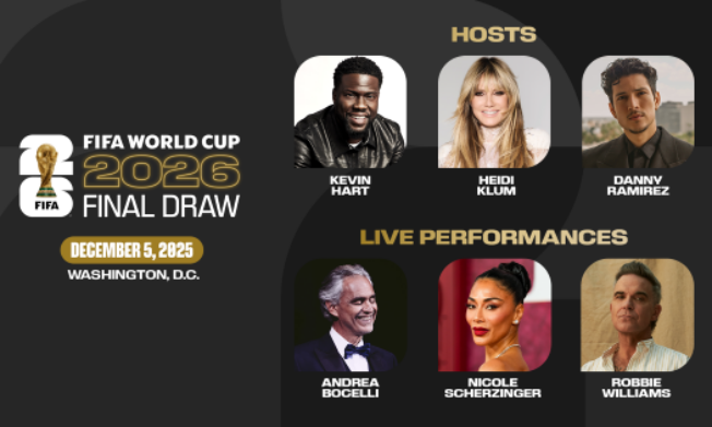 Star-studded entertainment line-up announced for the Final Draw for the FIFA World Cup 2026