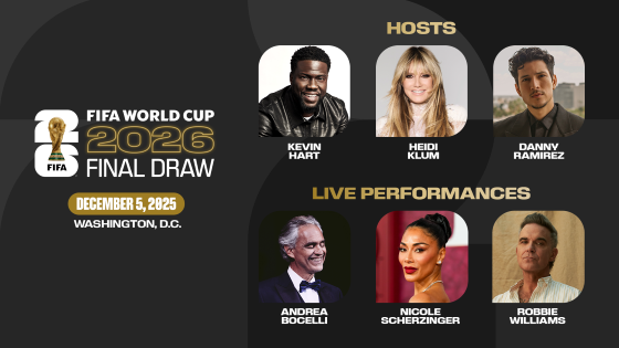 Star-studded entertainment line-up announced for the Final Draw for the FIFA World Cup 2026