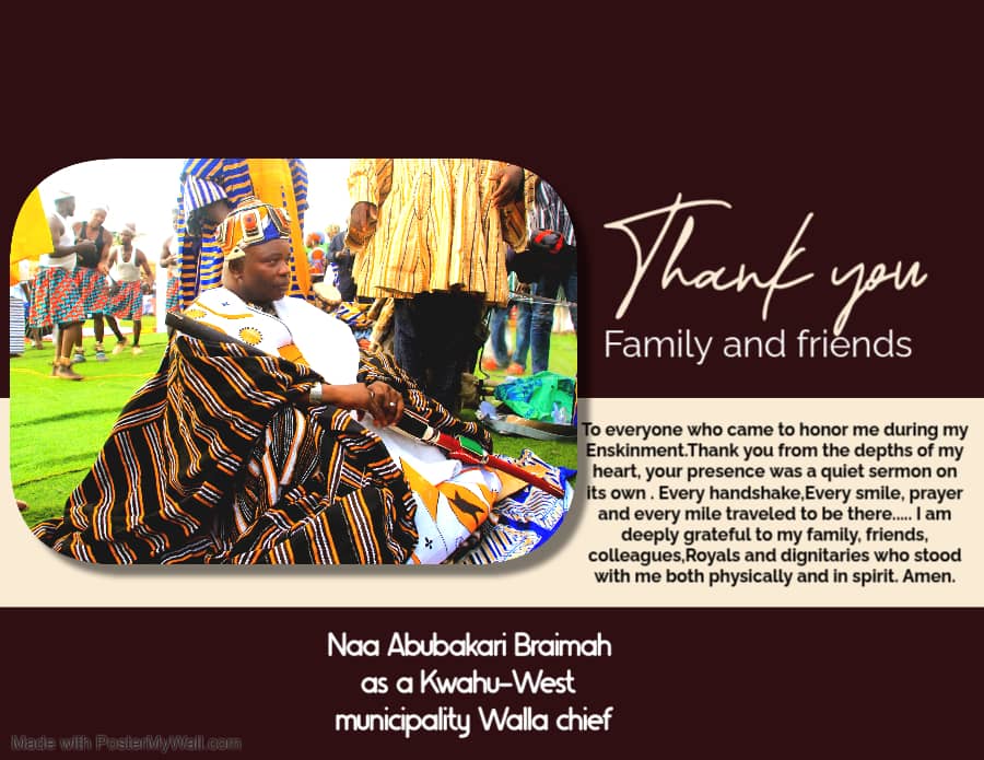 ERFA congratulates Abubakar Braimah on coronation as Kwahu West Municipal Wala Chief