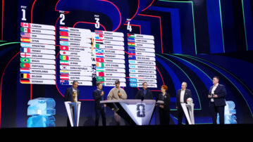 FIFA World Cup trophy arrives in Washington DC as conductor Rio Ferdinand welcomes media for a first look at the final draw hall