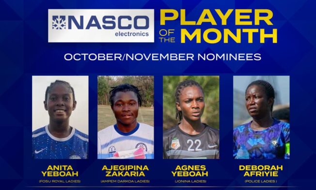 Four stars shine as player of the month nominees for October/November is announced