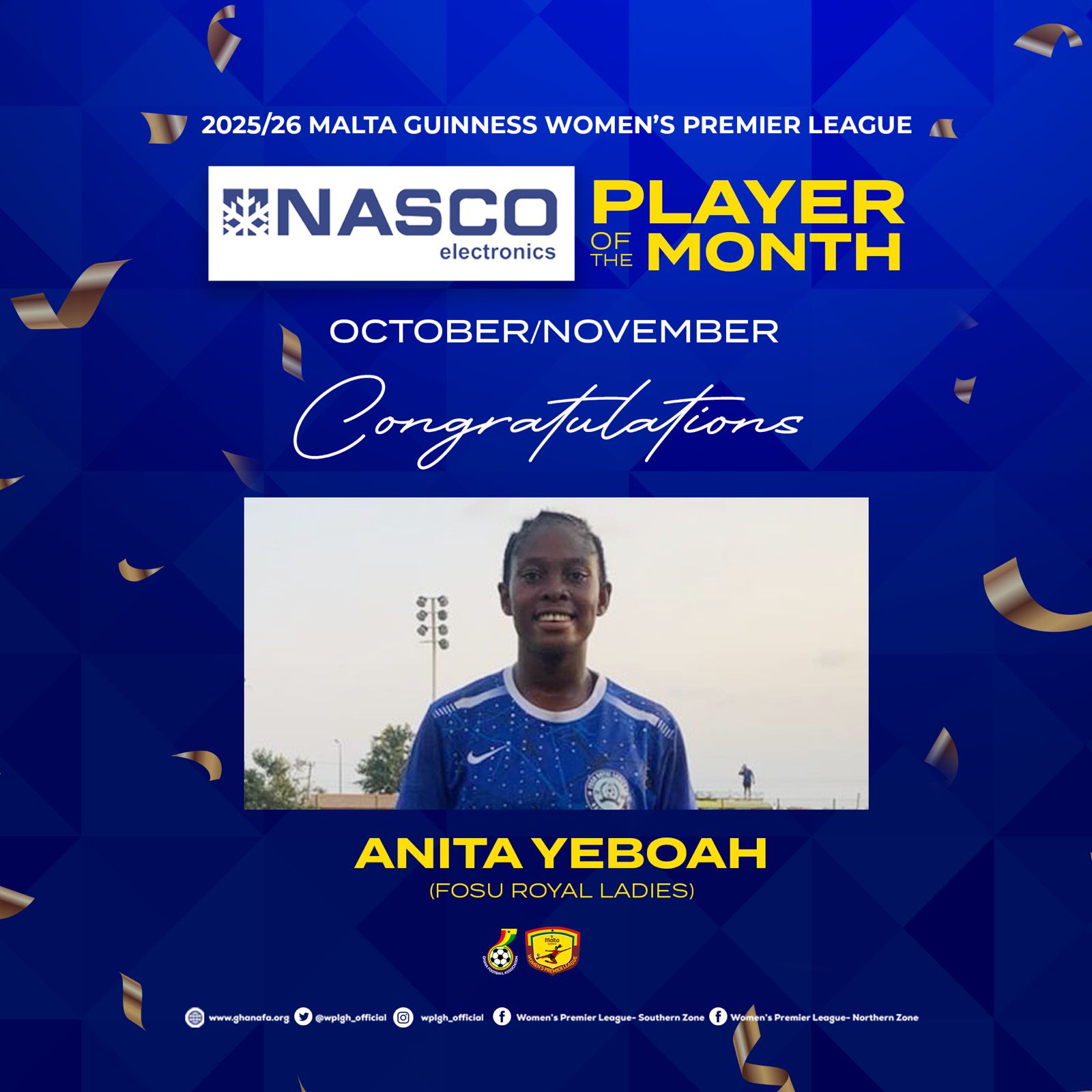 Anita Yeboah crowned NASCO player of the month for October/November