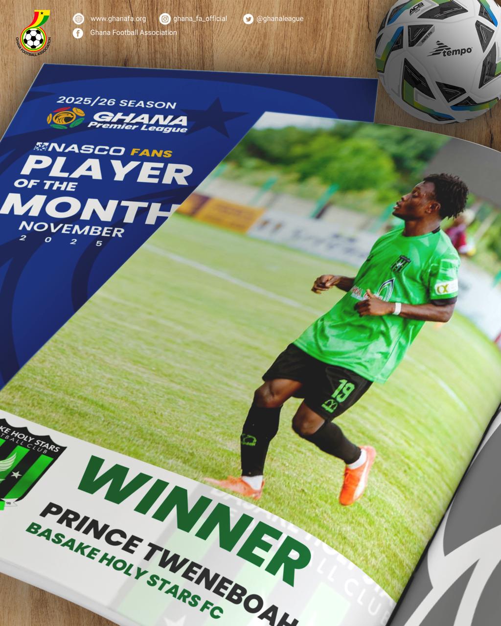 Prince Tweneboah crowned NASCO player of the month for November