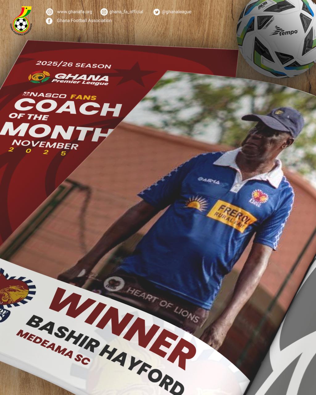 Bashir Hayford clinches November NASCO coach of the month award