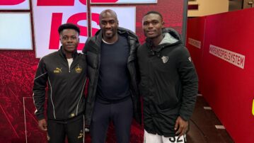 Otto Addo watches Edmund Baidoo and Jonas Adjetey in Europa League
