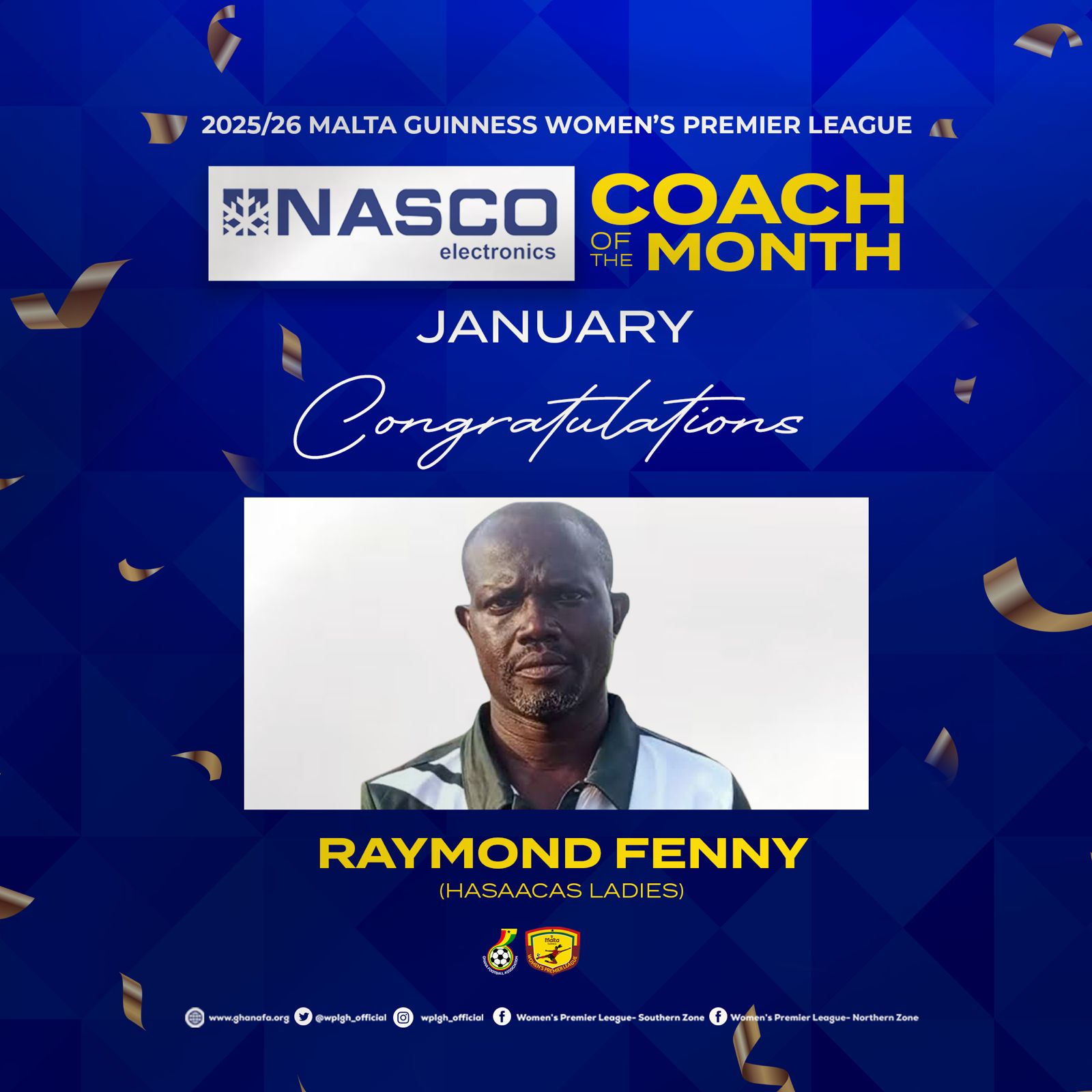 Raymond Fenny named Malta Guinness Women’s Premier League Coach of the Month for January