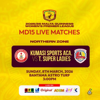 https://www.ghanafa.org/malta-guinness-womens-premier-league-kumasi-sports-academy-vs-tamale-super-ladies-to-broadcast-live