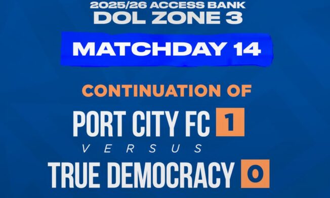 Port City vs True Democracy match to continue on March 11