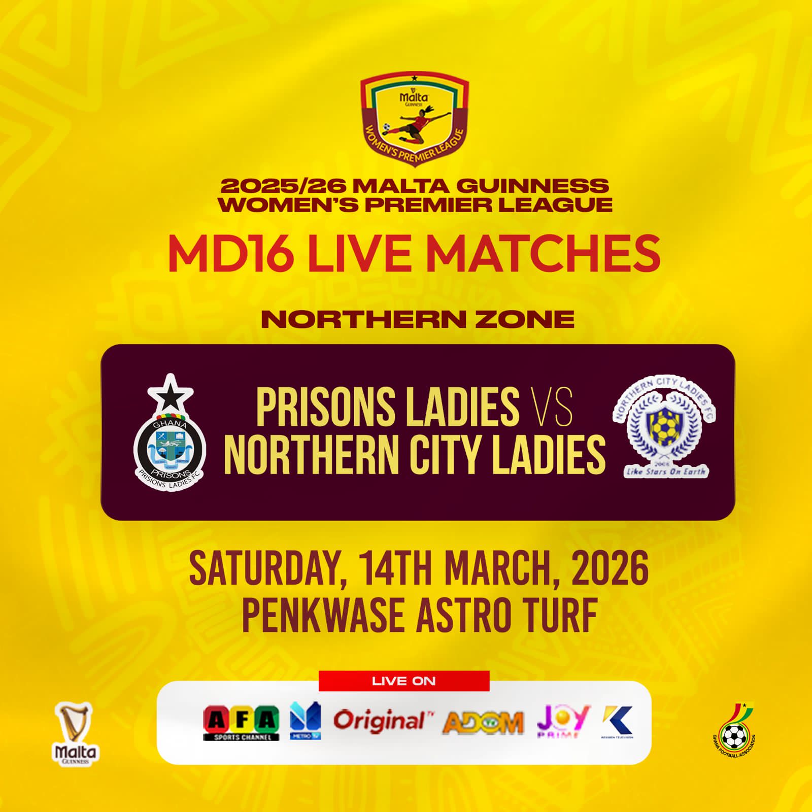Malta Guinness Women's Premier League: Prisons Ladies vs. Northern City to broadcast live