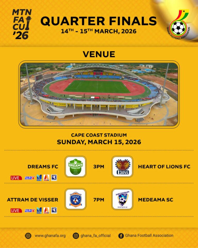 Two MTN FA Cup Quarterfinals go live from Cape Coast stadium this weekend