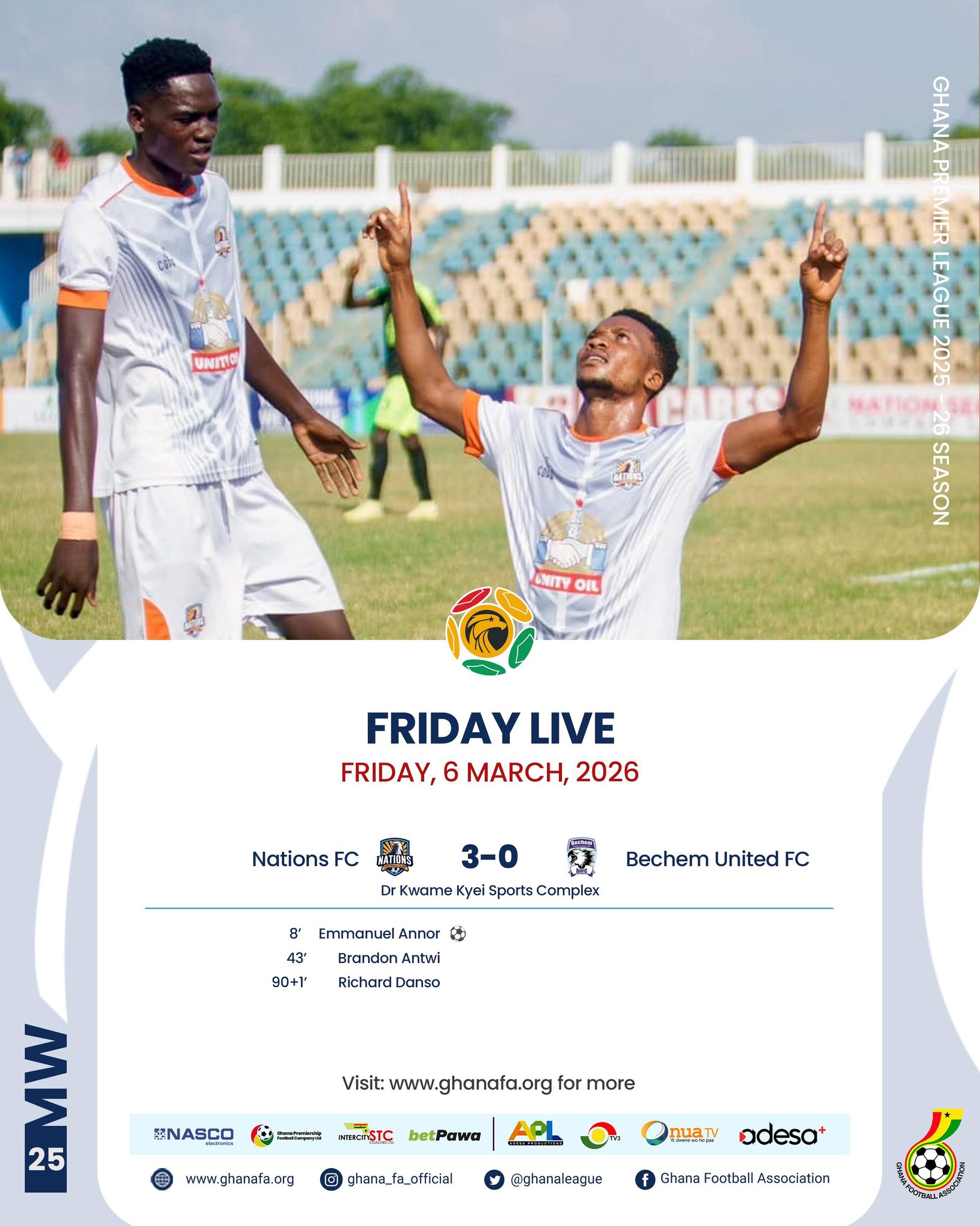 Premier League: Nations FC cruise past Bechem United with big win at Abrankese