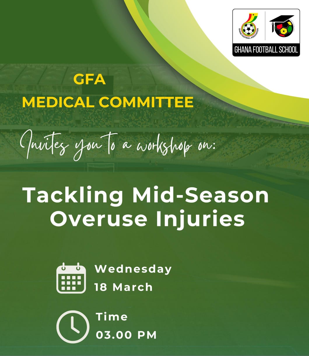 GFA Medical Committee to host mid-season medical refresher workshop on Wednesday March 18