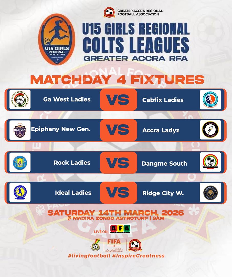 U15 Girls Regional Colts League: Week 4 Fixtures Set Stage for Top-of-the-Table Clashes in Greater Accra