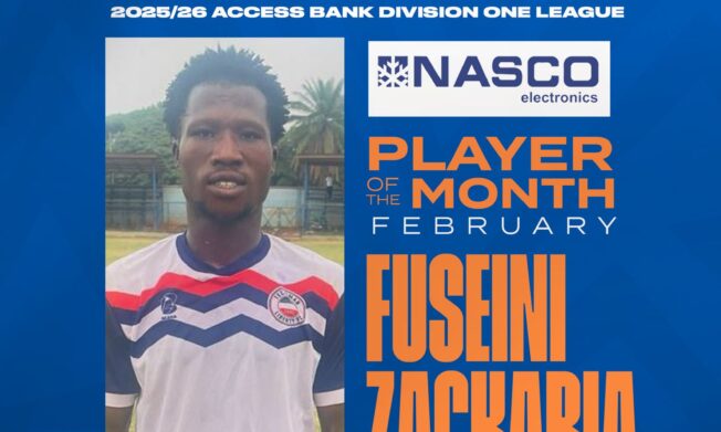 Fuseini Zackaria wins Access Bank Division One League NASCO player of the month for February