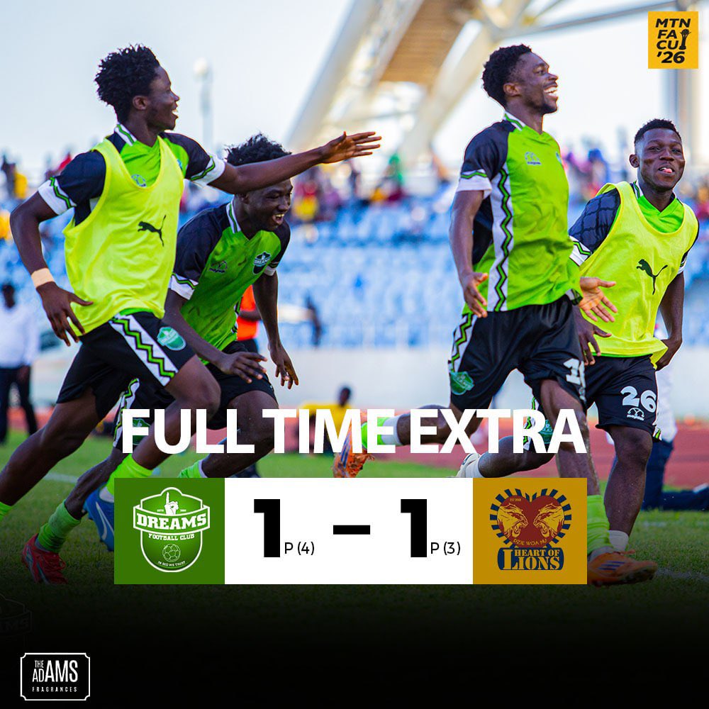 Dreams FC hold nerve in penalty thriller to knock out Heart of Lions and reach MTN FA Cup semi-finals
