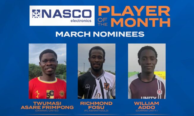 Three players nominated for Access Bank Division One League March NASCO Player of the Month award