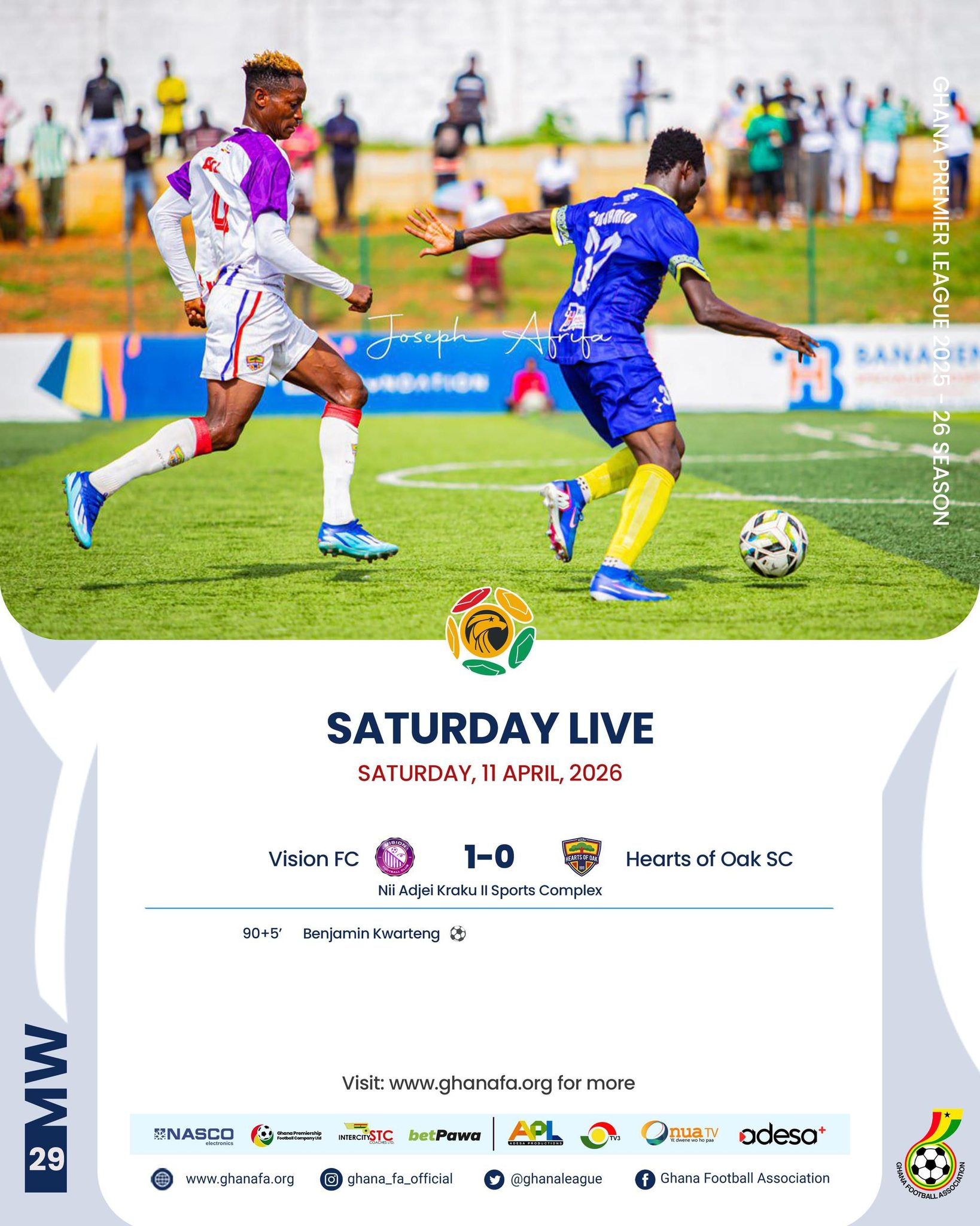 Premier League: Benjamin Kwarteng’s stoppage-time heroics seal dramatic win for Vision over Hearts