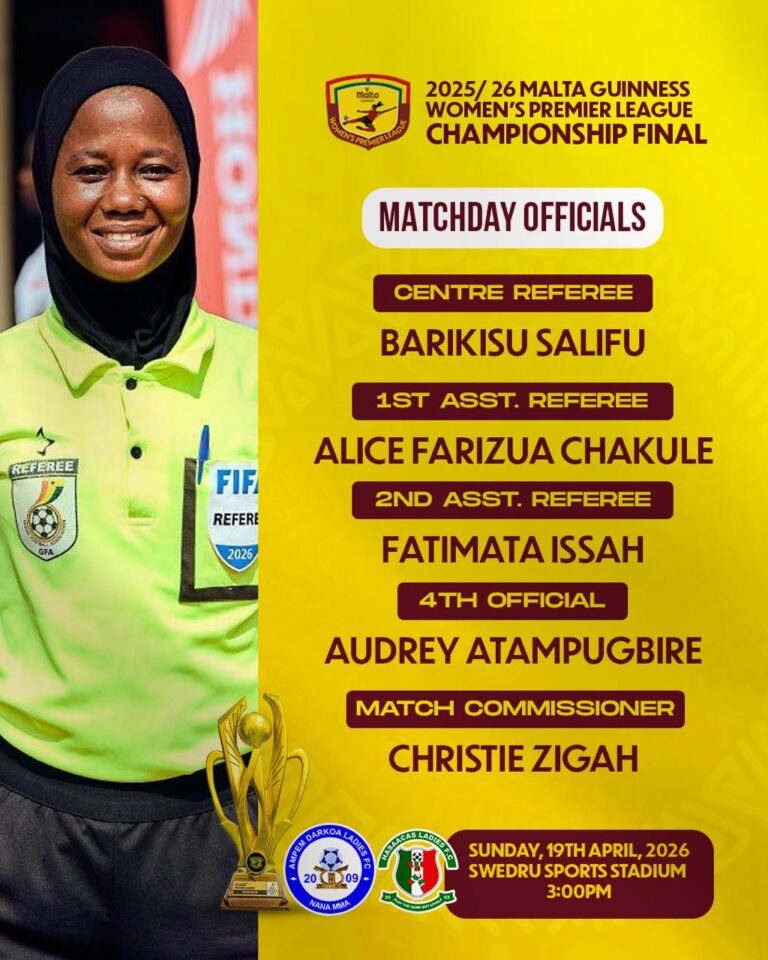 Barikisu Salifu to handle Malta Guinness Women’s Premier League Final