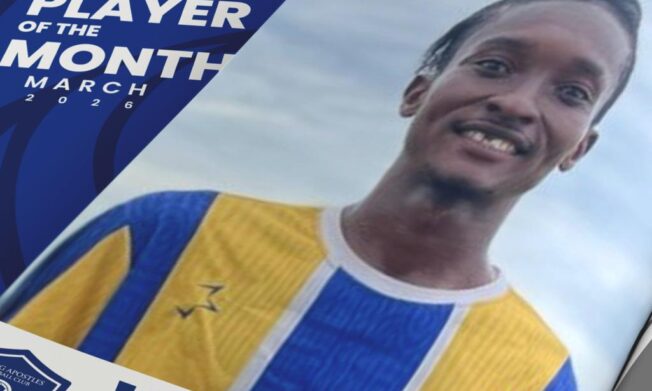 Young Apostles Defender Claude Shooting Bortey wins NASCO player of the month for March
