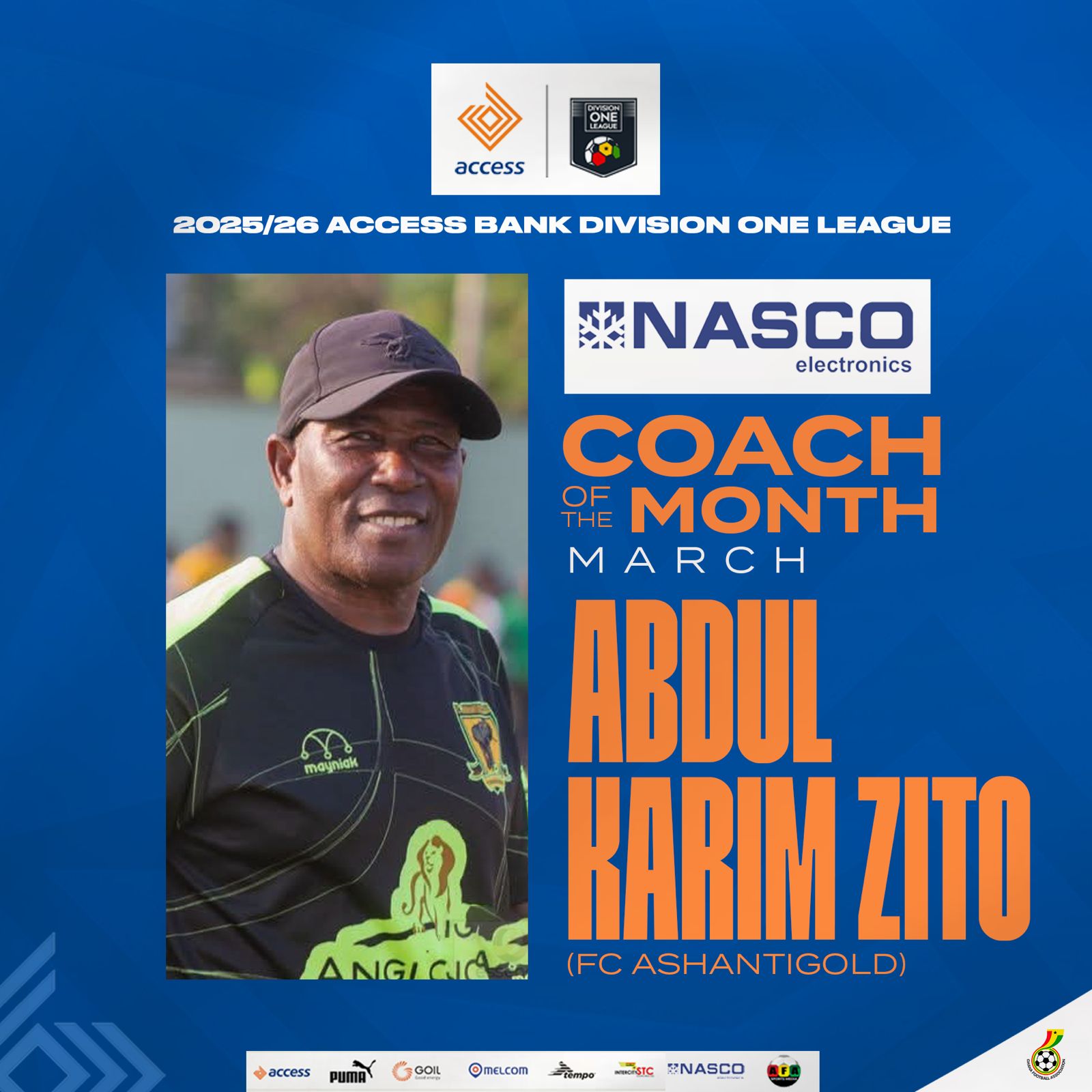 FC AshantiGold’04 boss Abdul Karim Zito clinches NASCO coach of the month