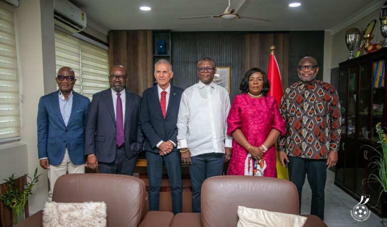 Black Stars Coach Carlos Queiroz presented to Sports and Recreation Minister Hon. Kofi Adams