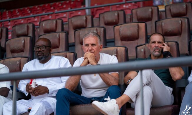 Black Stars head coach Carlos Queiroz monitors Black Galaxies training