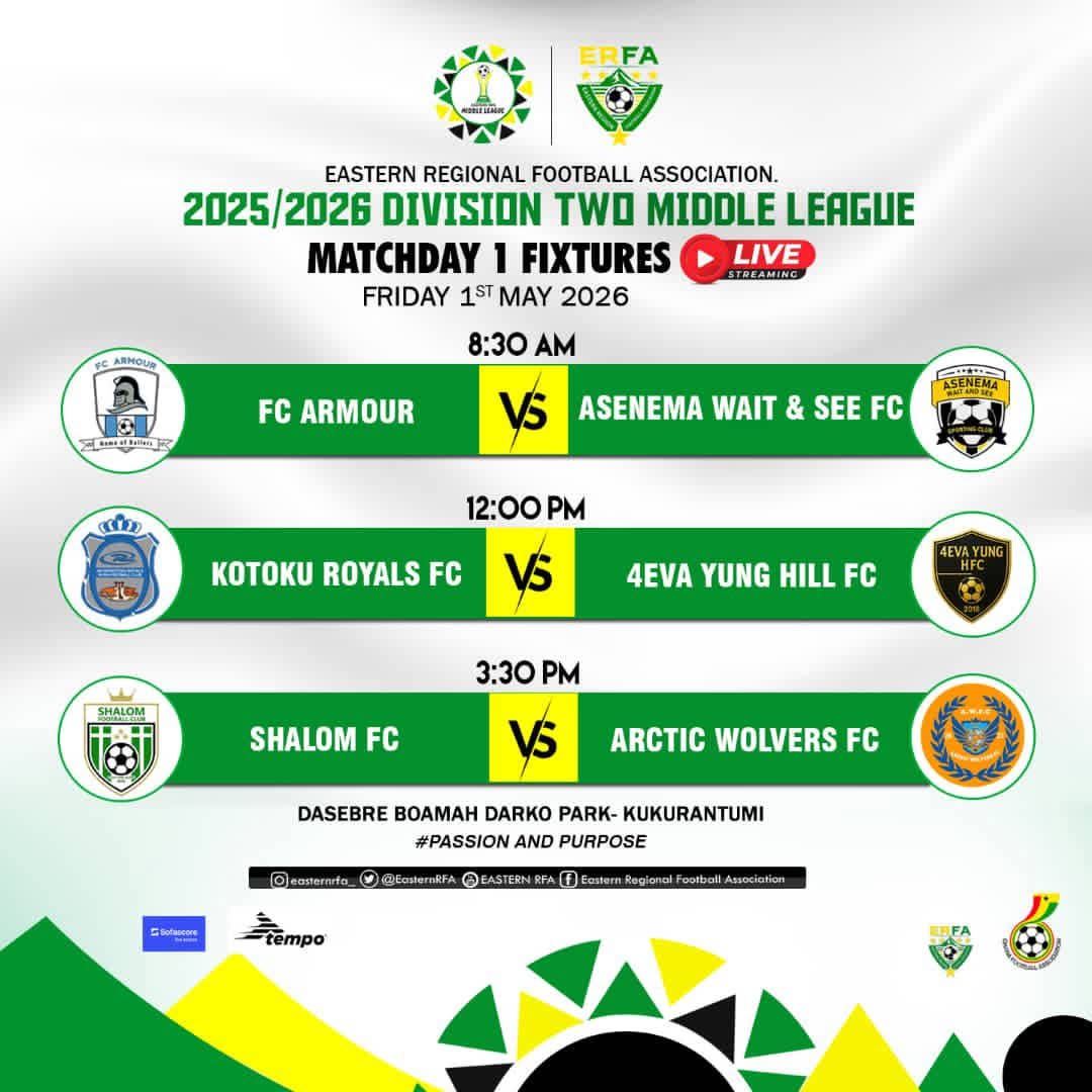 Eastern Regional Division Two Middle League Set to Kick Off on May 1