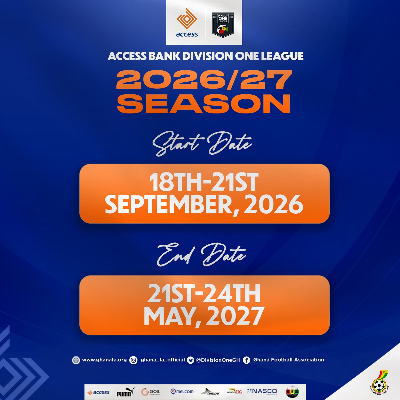 2026-27 Access Bank Division One League to kick off September 18