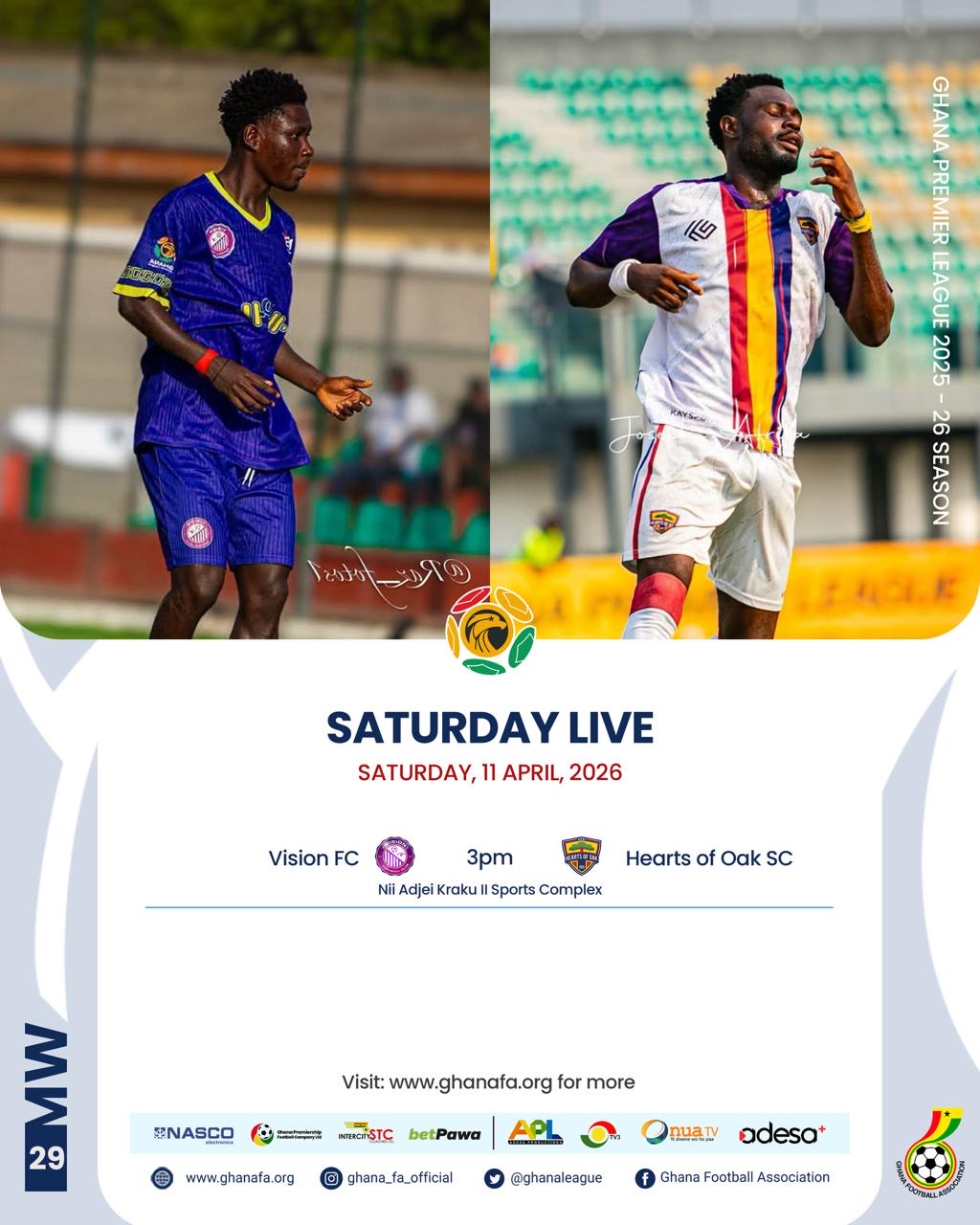 Premier League: Resilient Vision FC face Hearts of Oak in Tema showdown on Saturday