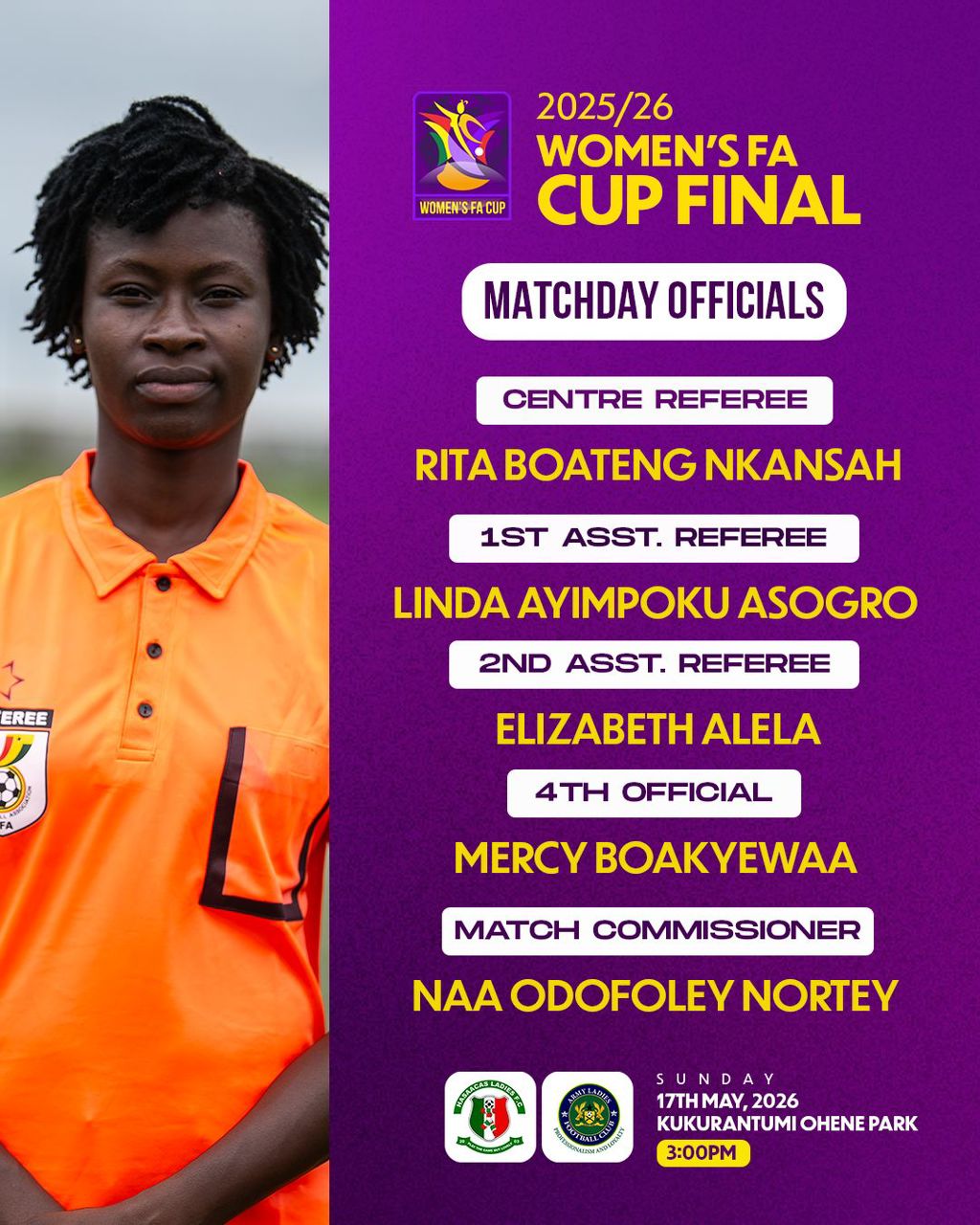 Rita Nkansah leads match officials for Women's FA Cup final