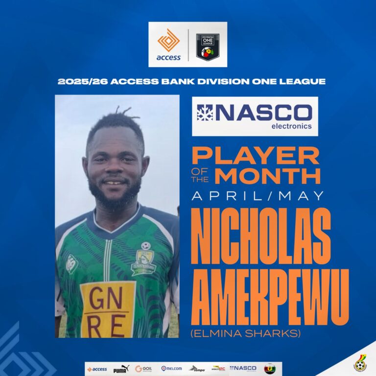 Nicholas Amekpewu named NASCO Access Bank Division One League player of the month for April/May