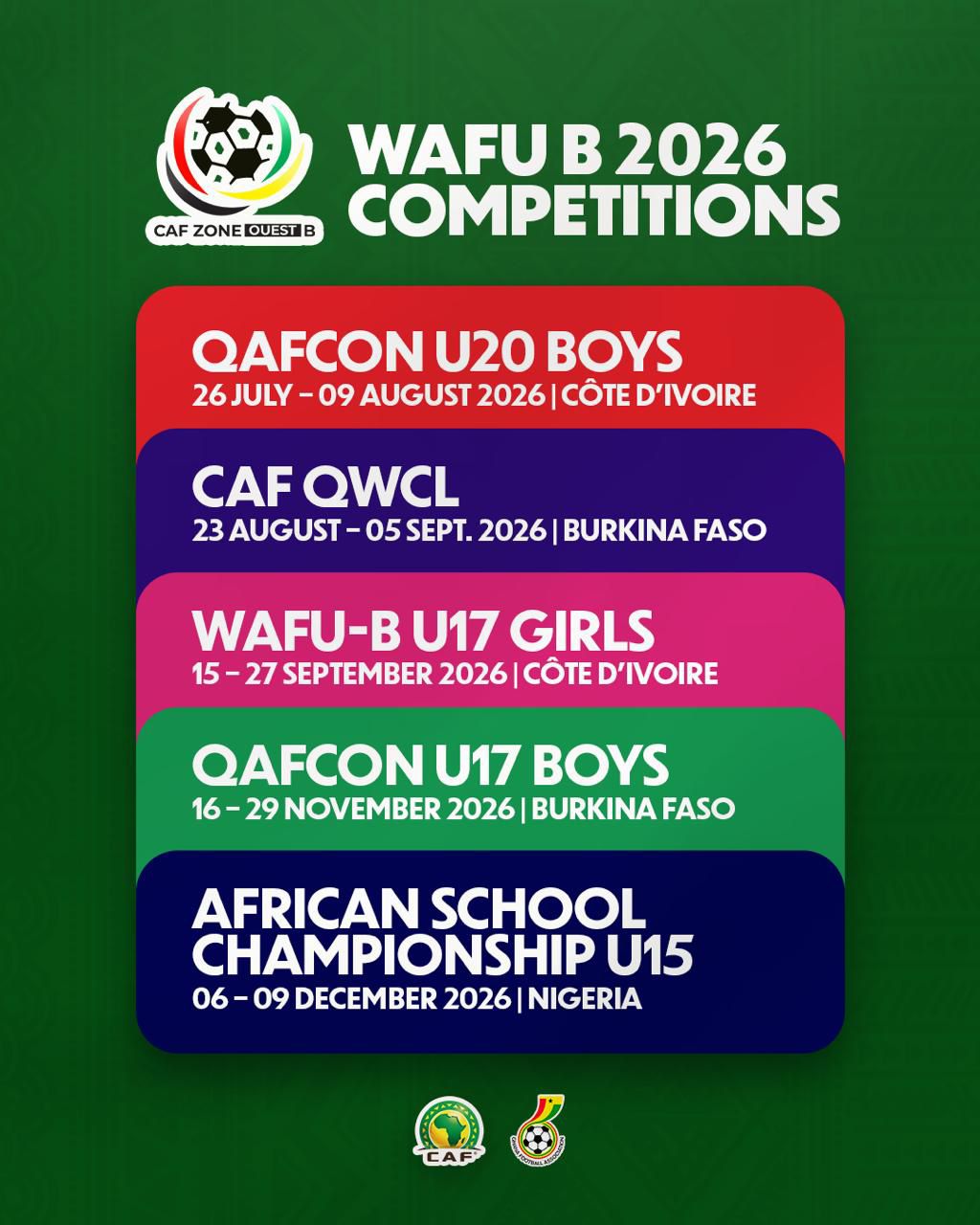 WAFU B revises dates for 2026 competitions