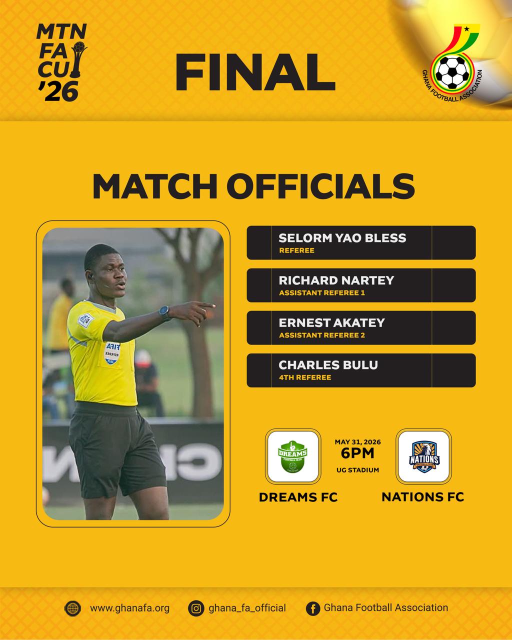 FIFA Referee Selorm Yao Bless to officiate 2025/26 MTN FA Cup final