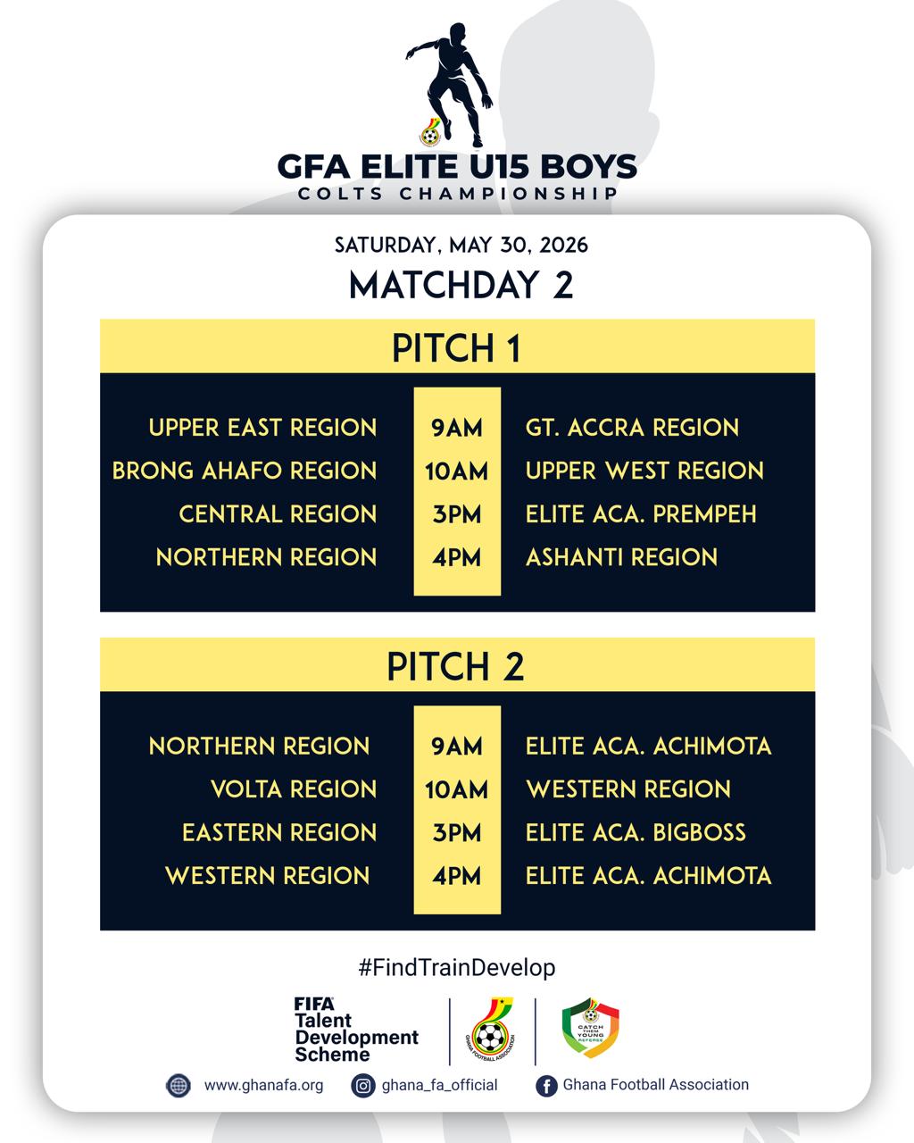 FIFA TDS: Exciting Matchday Two Fixtures Await at Elite U15 Boys Colts Championship At GSCE