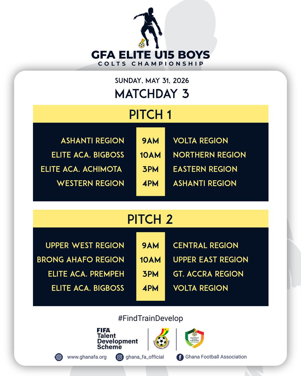FIFA TDS: Promising Fixtures Await on Matchday Three of Elite U15 Boys Colts Championship