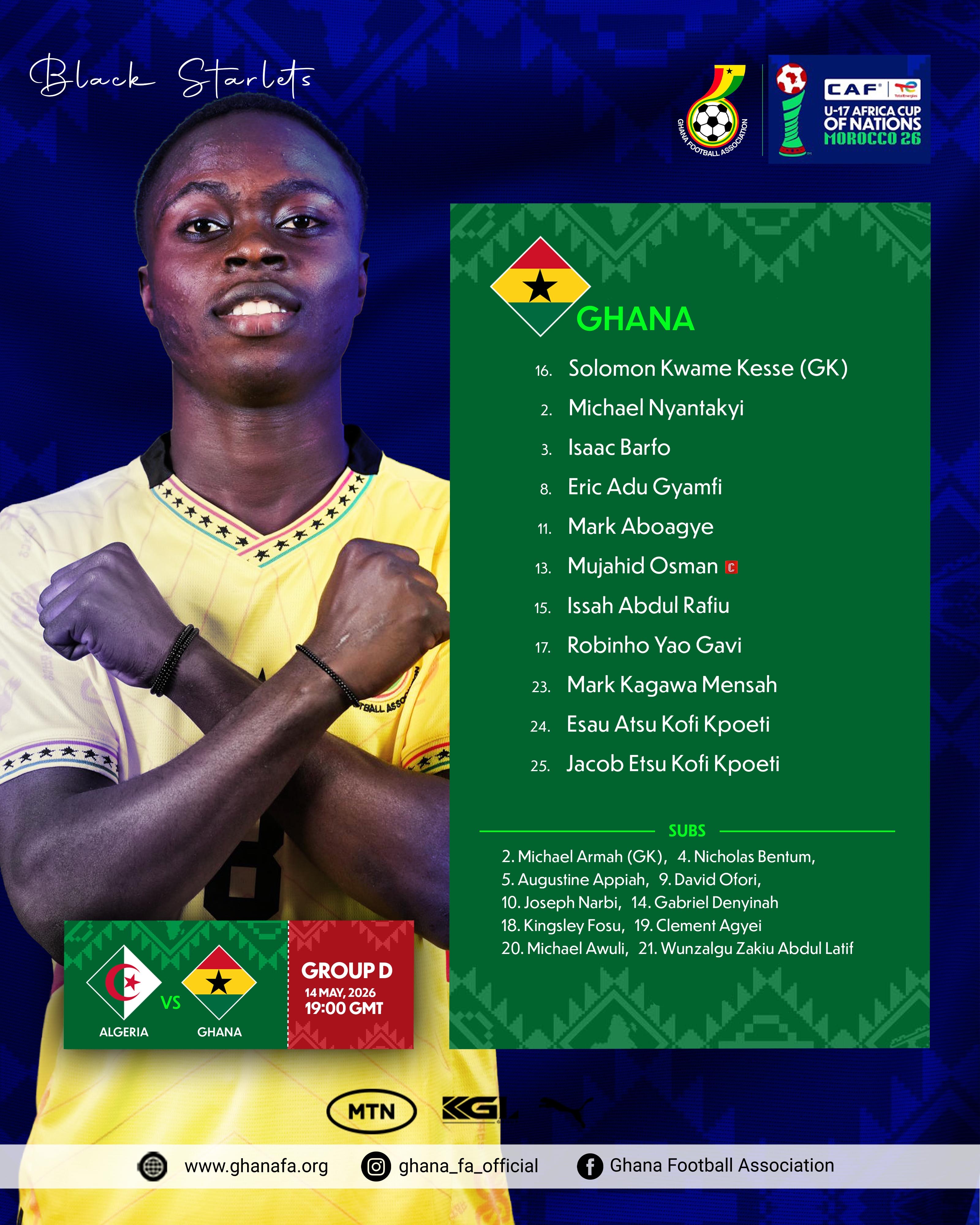 Muhajid leads as Dr. Ogum Names Strong Starting XI for Algeria Clash