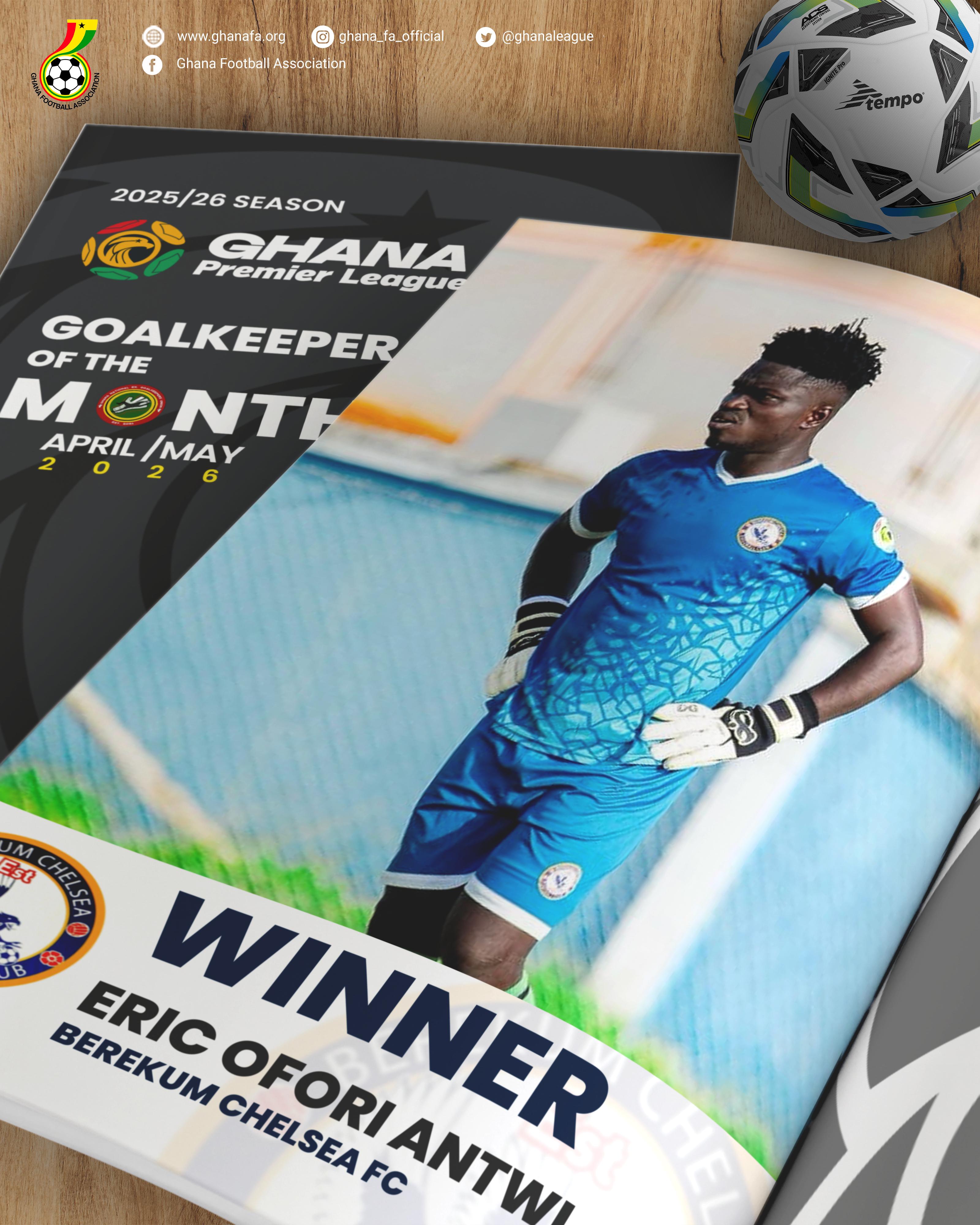 Eric Ofori Antwi named NASCO Ghana Premier League Goalkeeper of the Month for April/May