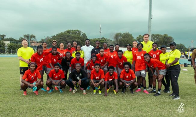 National Teams Ambassador, Asamoah Gyan visits Black Queens training, rallies team ahead of WAFCON