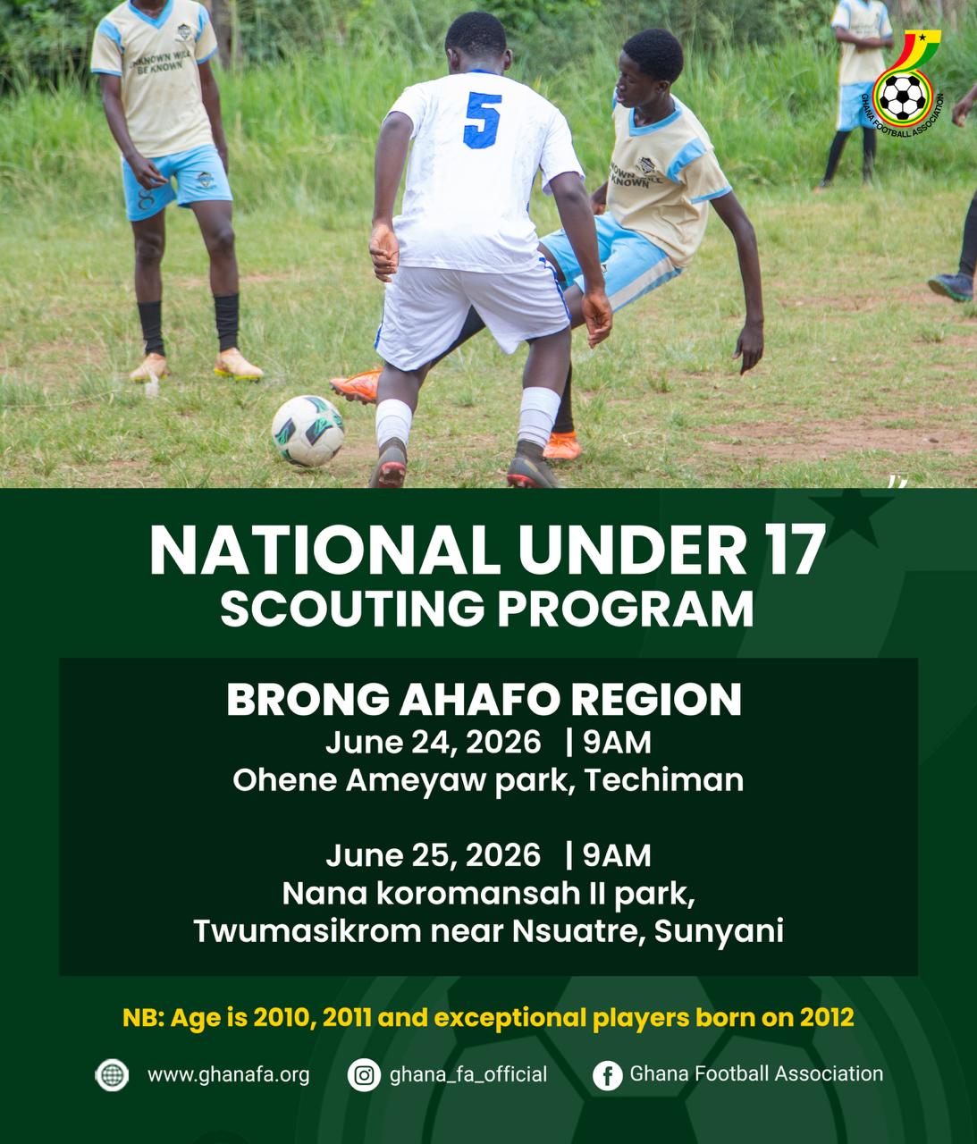 Coach Kassim Mingle Takes Black Starlets Talent Hunt to Brong Ahafo Region
