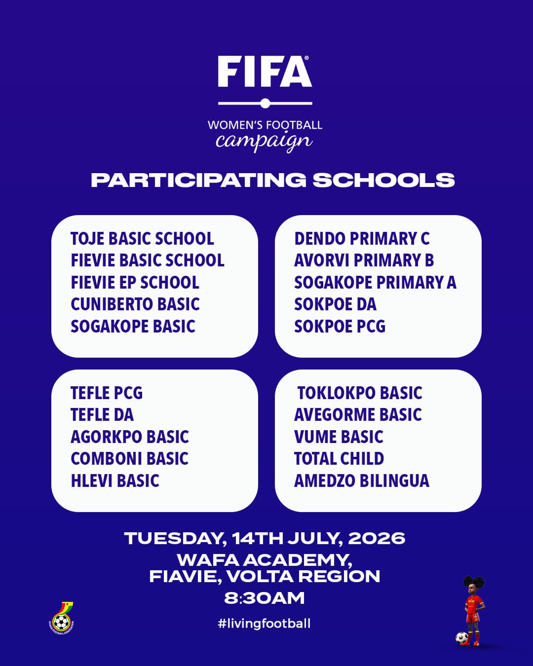 Twenty schools set for FIFA Women's Football Campaign in Volta Region