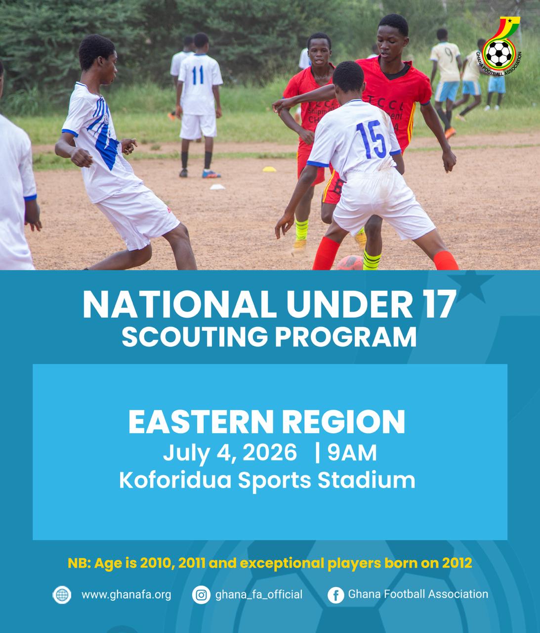 Coach Kassim Mingle takes National U-17 Scouting Exercise to the Eastern Region