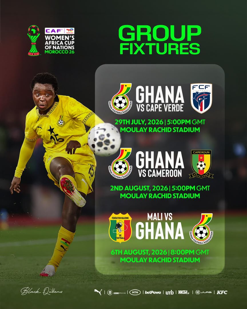 CAF adjusts Black Queens’ WAFCON 2026 Group fixtures: Ghana face Cape Verde on July 29